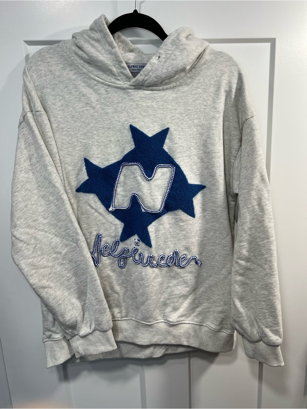 Aelfric Eden Heather Gray Hoodie with Blue Star Design